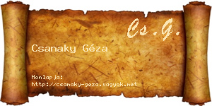 Csanaky Géza névjegykártya