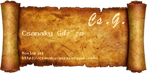 Csanaky Géza névjegykártya